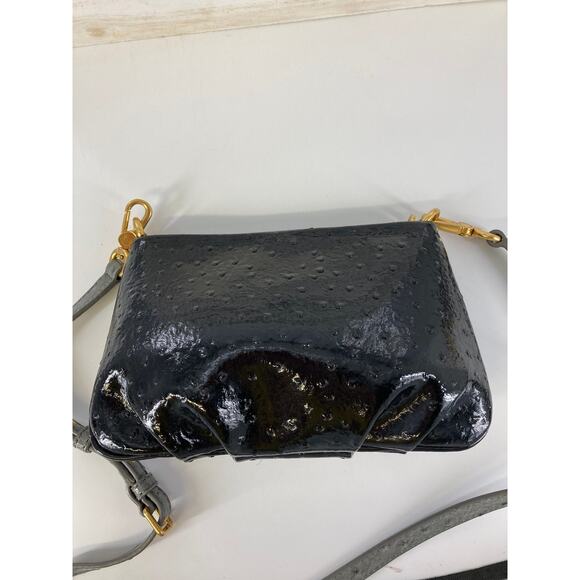 MARC JACOBS SMALL BLACK, GRAY EMBOSSED OSTRICH CROSSBODY BAG - Picture 5 of 12
